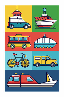 多彩交通工具图标集合
