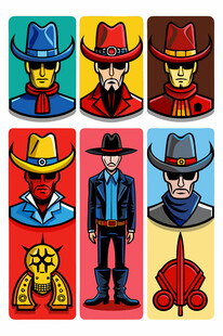 西部牛仔主题图标集合