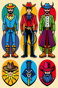 西部牛仔形象与徽章设计