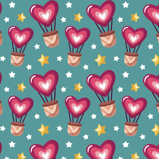 心形热气球图案背景