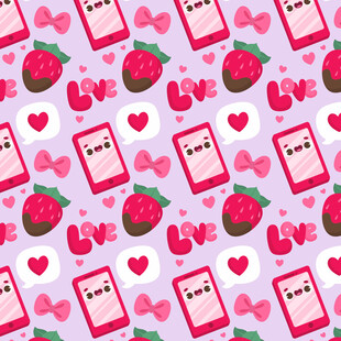 草莓蝴蝶结手机图案背景