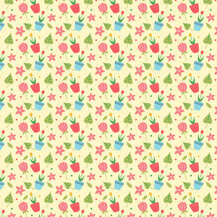 花卉小鸟图案的清新背景图