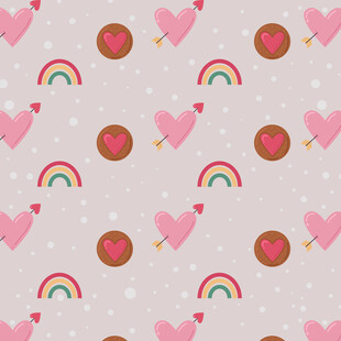 彩虹爱心甜甜圈图案背景
