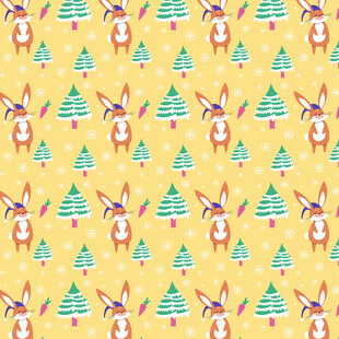 兔子与圣诞树图案背景