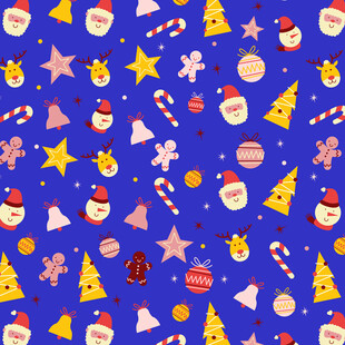 圣诞元素无缝图案背景