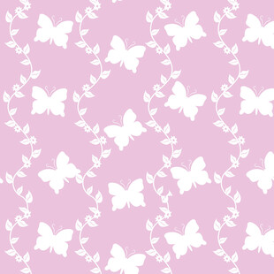 粉色背景白色蝴蝶花纹图案