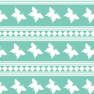 绿底白蝶几何图案背景