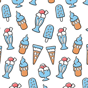 多彩冰淇淋无缝图案背景