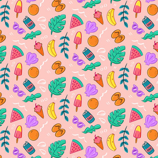 夏日缤纷水果图案背景