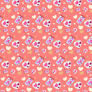 可爱骷髅爱心图案背景