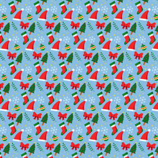 蓝色背景水果花卉图案