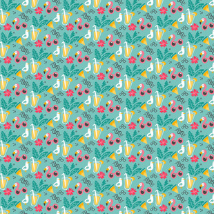 清新花卉几何图案背景