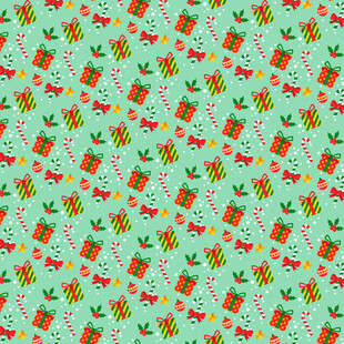 清新绿底多彩图案无缝背景