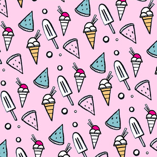 粉色背景冰淇淋图案设计