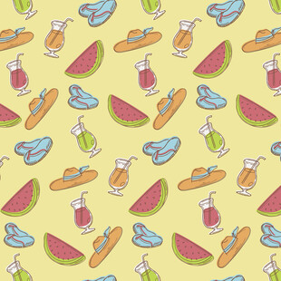 夏日清凉元素无缝图案