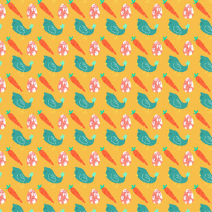 多彩小鸟花卉图案背景