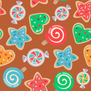 多彩糖果饼干图案背景
