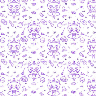 紫色卡通图案无缝背景图