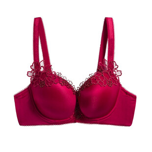 酒红色蕾丝花边女士胸罩