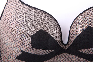 性感黑色网格蝴蝶结内衣