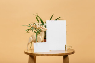 简约静物 空白画框与花卉