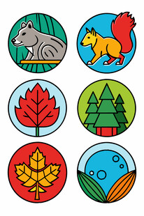 秋季动物与自然元素图标