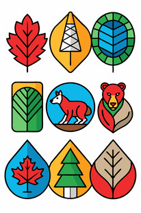 秋季森林元素图标集合