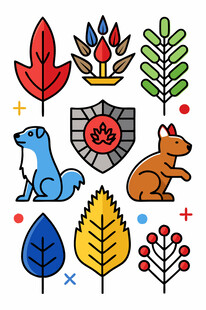 多彩动植物图标集合