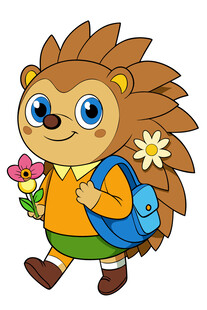 背着书包的可爱小刺猬