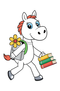 独角兽背着书包搬运书籍