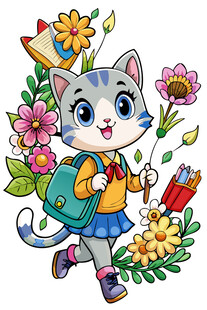 背着书包的可爱猫咪