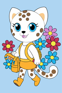 背花篮的可爱斑点猫