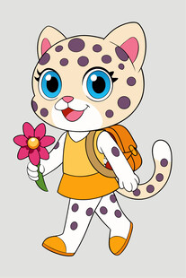 背着书包的斑点猫小花