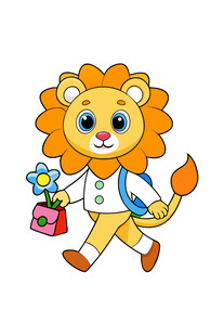 提花篮的可爱小狮子