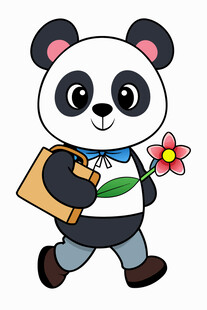 背着书包的可爱熊猫