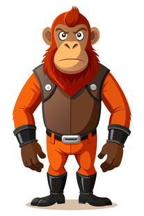 穿着盔甲的拟人化红毛猩猩