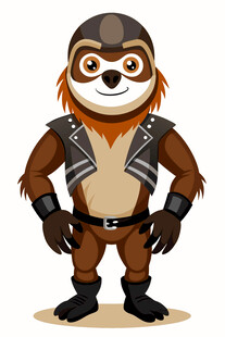 穿皮衣的树懒卡通形象