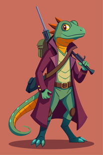 蜥蜴战士背剑挎包展英姿