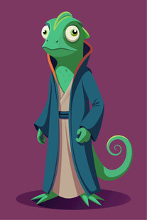 穿着长袍的卡通变色龙