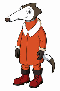 穿红衣的卡通獾形象