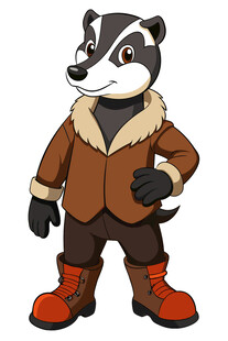 穿着冬装的獾卡通形象