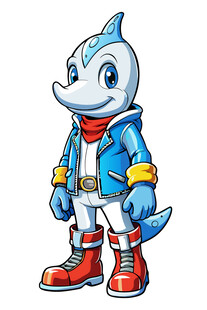 蓝色海豚卡通角色形象