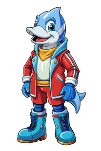 蓝色鲨鱼卡通角色形象