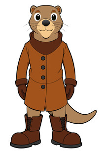 穿着冬装的可爱水獭