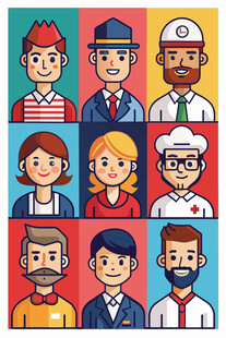 多样职业人物插画