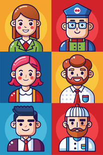 多样职业人物插画