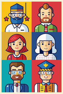 多样职业人物头像集合