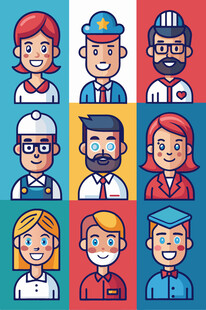 多样职业人物头像集合
