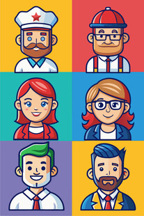 多样职业人物头像集合