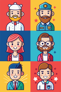 多样职业人物插画